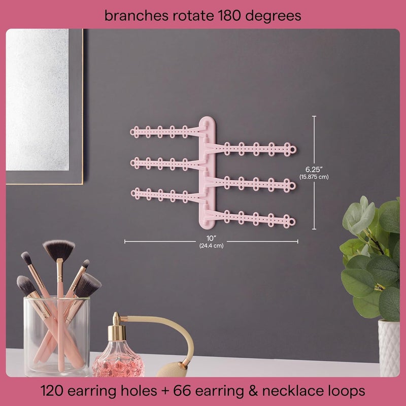 All Hung Up 6-Tier Wall Jewelry Organizer Wall Mounted Jewelry Organizer Earring Holder Wall Mount Hanging Necklace Organizer Jewelry Hanger Hanging Necklace Holder Organizer Display (Pink) - Image 3